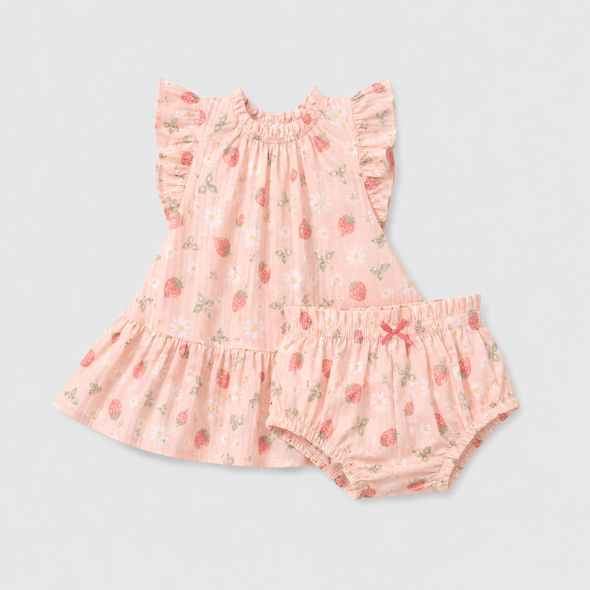 Strawberry Meadow Ruffle Dress and Bloomer Set