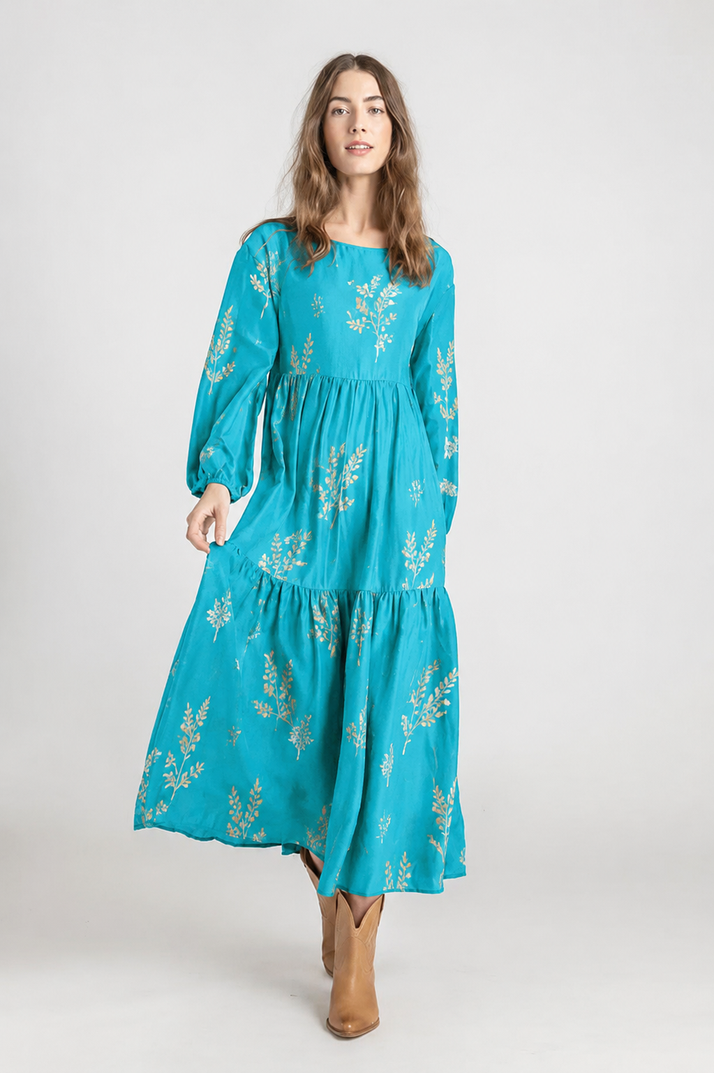 Women's Silk Jane Dress — Turquoise