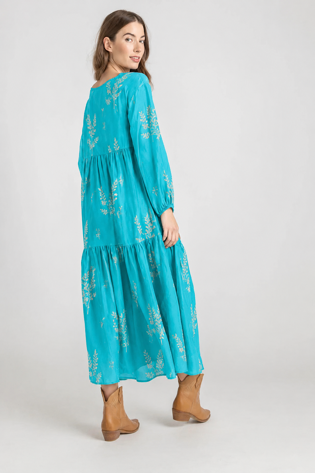 Women's Silk Jane Dress — Turquoise