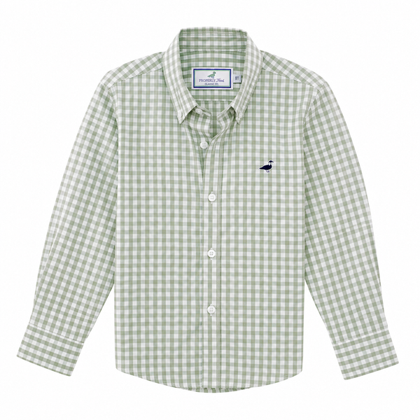 Sage Gingham Classic Button-Down Shirt